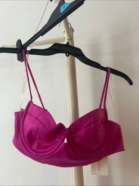 Fuchsia Satin Underwire Bralette Top with Adjustable Straps